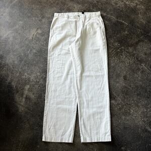 Vintage Club Room Pleated Linen Pants Mens 33x32 White Cream Loose Chino Summer